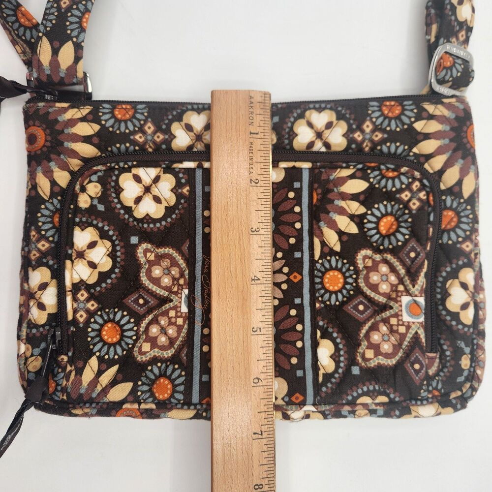 Vera Bradley Floral Canyon Pattern Crossbody Purse Bag Brown  6.5" x 9.5" x 1.5" - Picture 14 of 16